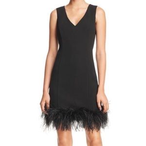 NWT Eliza J Feather-Trimmed dress. Size 8. From Nordstrom.